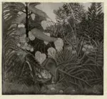 Anonimo , Rousseau, Henri - sec. XX - Tigre che attacca un bufalo