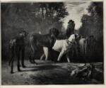 Anonimo , Troyon, Constant - sec. XIX - Garde-Chasse conduisant ses chiens dans la forêt - Guardacaccia che porta i suoi cani nel bosco