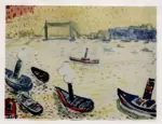 Derain, Andr&eacute; , - veduta di Londra con barche sul Tamigi