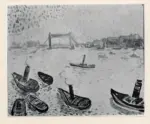 Derain, André , - veduta di Londra con barche sul Tamigi