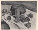 Friez, Emile - Othon , Nature Morte: Pastèque, Huit Pêches et un vase -