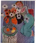 Matisse, Henri , Donna con anemoni, armonia in blu