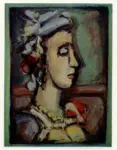 Rouault, Georges , Donna con cappello a fiori