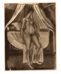 Utter, André , - donna nuda con letto a baldacchino