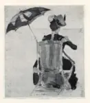 Villon, Jacques , - Donna con abito blu sulla spiaggia