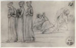 Canova, Antonio , Raffigurazione di tre donne mentre pregano e di altre due figure in movimento