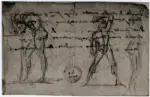 Canova, Antonio , Schizzo con appunti e figure maschili