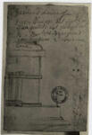 Canova, Antonio , Schizzo con appunti scritti e il disegno di un altare