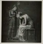 Canova, Antonio , Studio per bassorilievo, donna seduta e davanti a lei giovinetta piangente, per il monumento funebre di D. Manzoni