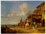 Burkel, Heinrich , Osteria in der Campagna mit blick auf Rom