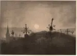 Anonimo , Carus, Carl Gustav - sec. XVIII/ XIX - Friedhof bei Aufgehendem mond