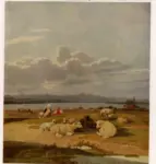 v. Kobell, Wilhelm , Landschaft mit schafen