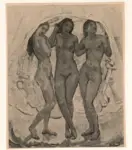 Kuithan, Erich , Drei frauen vor weissem tuch -