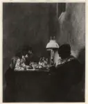 Von Menzel, Adolf , Die familie bei der Lampe