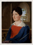 Schnorr von Carolsfeld, Julius , - ritratto di donna con collana di perle rosse
