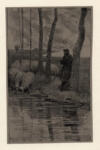 Sterl, Robert , - pastore con gregge di pecore sul fiume