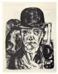 Beckmann, Max , Selbstbildnis mit stefiem Hut