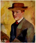 Macke, August , Selbstportr&auml;t mit Hut