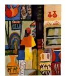 Macke, August , Commerciante con brocche