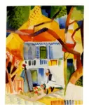 Macke, August , Innenhof des Landhauses