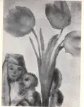 Nolde, Emil , Drei Tulpen und Mutter mit Kind