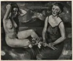 Pechstein, Max , - ritratto di donna con fiori e donna nuda