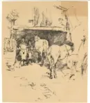 Anonimo inglese sec. XIX , Cortile di Fattoria