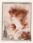 Beardsley, Aubrey , - ritratto di donna di profilo