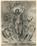 Blake, William , - Figura di donna con lunghi capelli biondi attorniata da angeli