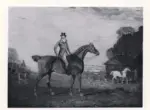 Marshall, Benjamin , A gentleman in a pink coat mountain on a chestnut with a huntsman, a grey and hounds beyond