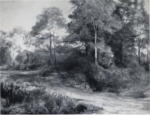 Wilkie, David , A wooded landschape, with a path, a bridge and stream
