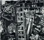 Bratby, John , Jean on Step-ladder in the kitchen -