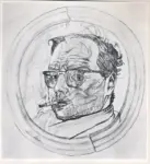 Bratby, John , Self portrait in a circular mirror -