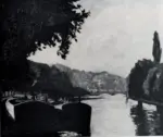 Churchill, Winston , Barges on the Seine -