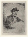 John, Augustus , Half length portrait of a man, with an arched top