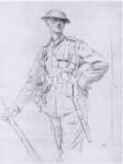 John, Augustus , A soldier with one arm akimbo looking over his left shoulder