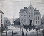 Lowry, Lawrence Stephen , A horse and cart outside a house