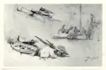Anonimo , Jongkind, Johan Barthold - sec. XIX - &Eacute;tudes de Barques et de Personnages