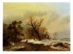 Kruseman, Frederick Marianus , Figures in a snowbound river landscape