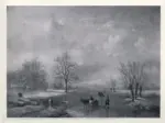 Verwee, L.P. , Winter landscape with figures skating on a frozen river -