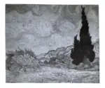 Van Gogh, Vincent , Campo di grano con cipressi e altri alberi (Il cipresso e l'albero fiorito)
