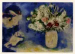 Chagall, Marc , Bella avec un livre et un vase de fleurs