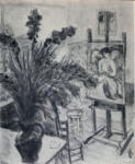 Chagall, Marc , L'atelier de l'artiste avec vase de gladieuls