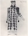 Gontcharova, Natalia , Disegno per costume: for eight woman in the suit of the Klan's Wife in scene III of Bogaturi