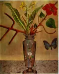 Mir&oacute;, Joan , Vase de fleurs et papillon