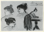 Picasso, Pablo , Trois Têtes de Femmes et une Femme appuyée sur un Table