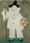 Picasso, Pablo , Il figlio Paul, in costume di Pierrot con fiori a 4 anni