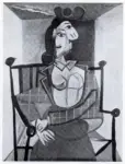 Picasso, Pablo , Frau in einem Sessel sitzend