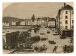 Anonimo francese sec. XIX/XX , Inondation de la Saone &agrave; Lyon, sur le quai des C&eacute;lestins